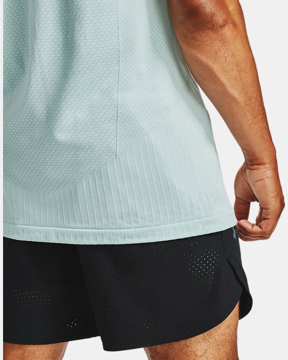 Men's UA RUSH™ Seamless Fitted Short Sleeve, Blue, pdpMainDesktop image number 6